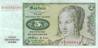 Deutschland 5 DM Deutsche Mark 1960 Ro 262e B/E
