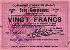 Frankreich France / Frankreich Oignies 20 Francs 1914 Annulé (FRNG-623) -