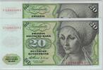 Deutschland 20 DM Deutsche Mark Ro 264c J/J Pair - Pärchen nachfolgende Nummer -