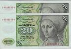 Deutschland 20 DM Deutsche Mark Ro 264c J/Q Pair - Pärchen nachfolgende Nummer -