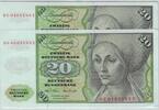 Deutschland 20 DM Deutsche Mark Ro 271a GC/E Pair - Pärchen folgende Nummer - seltenere Variante -