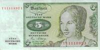 Deutschland 5 DM Deutsche Mark Ro 285b Y/A Replacement / Ersatznote (892) ---K2 -