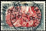 Deutsches Reich 5 Mark green black / dark carmine, 26 : 17 perforation h... 129,00 EUR  + 6,50 EUR frais d'envoi