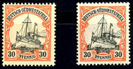 Deutsch-Südwest-Afrika 30 Pfennig imperial yacht in both colours, mint n... 45,00 EUR  + 5,50 EUR frais d'envoi