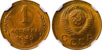 USSR 1 Kopeck 1949 Soviet Union, 1 Kopeck, 1949 year, NGC, MS 67 MS 67 392,00 EUR  + 10,00 EUR frais d'envoi