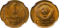USSR 1 Kopeck 1949 Soviet Union, 1 Kopeck, 1949 year, NGC, MS 66 MS 66 89,00 EUR  + 10,00 EUR frais d'envoi