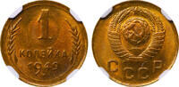 USSR 1 Kopeck 1949 Soviet Union, 1 Kopeck, 1949 year, NGC, MS 65 MS 65 58,80 EUR  + 10,00 EUR frais d'envoi