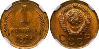 USSR 1 Kopeck 1949 Soviet Union, 1 Kopeck, 1949 year, NGC, MS 66 MS 66 88,20 EUR  + 10,00 EUR frais d'envoi