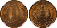 Latvia 1 Santims Latvia, 1 Santims, 1937 year, Copper, NGC, MS 64 RB -