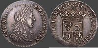 Frankreich Louis XIV (1643-1715) 1/12 ème d'écu du Dauphiné au buste juvénile Grenoble -