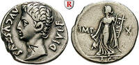 Denarius 15-13 v.Chr. Augustus, 27 BC-14 AD TTB-SUP, Schrötlingsfehler am Rand, Bankmarke auf