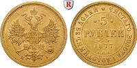 Russland Alexander II., 1855-1881, Gold, 6,55 g 5 Rubel 1877 vz, Tagespreis, l. geputzt, kl. Kratzer und Rdf.