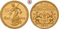 Danzig 25 Gulden 25 Gulden 1930. Statue of Neptune with trident / Arms of Danzig. Gold. Jaeger D11., Gold, 7,98 g -