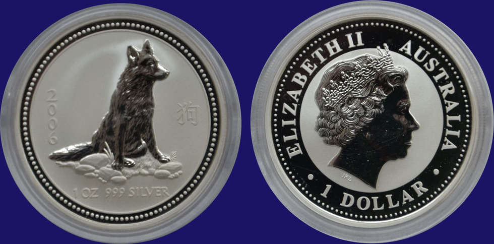 1 доллар 2006. О монете Лунар год собаки 2006. Австралия 1 доллар 2006 год - год собаки. «Австралийский Лунар – 2006 год».