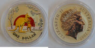 Australia 1 Dollar Silver Kangaroo with Color -