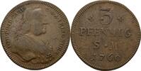 Mainz Erfurt 3 Pfennig Johann Friedrich Karl Graf von Ostein -