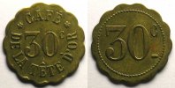 Monnaies et jetons de nécessité NANCY (54) Café de la Tête d'Or 30 c Lt, Rf 24mm TTB -