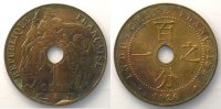 Monnaies fautées 1 Cent Indochine Coin ébréché 1 Cent. 1926 A TTB+/SUP -