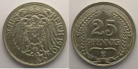 Monnaies fautées 25 Pfennig Allemagne Coin bouché ou frappe sous graisse 25 Pfennig 1910 E SUP -
