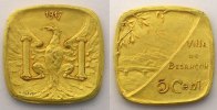 Monnaies et jetons de nécessité BESANCON (25) Ville de Besançon Elie 10.5 5 c 1917 (Essai) Lt doré, 4a 19mm SUP/FDC -