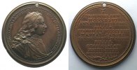Monnaies lorraines bronze Médailles Ferd. de Saint Urbain série des Ducs de Lorraine Nicolas d'Anjou 2° type bronze 47 mm TTB+/SUP percée -