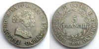 Monnaies du monde 5 Lire Italie Lucques & Piombino 5 Lire 1805 (Elisa Bonaparte et Felice Baciocchi 1805-1814) TTB/TTB+ -