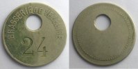Monnaies et jetons de nécessité VEZELISE (54) Brasserie de Vézelise SVI Maillechort 25mm percé et numéroté TB+ -