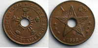 Monnaies du monde 1 Cent Zaïre Etat Indépendant du Congo (1885-1908) 1 Cent. 1888 SUP -