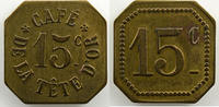 Monnaies et jetons de nécessité NANCY (54) Café de la Tête d'Or 15c Lt, 4c 22mm TTB -