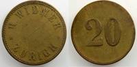Monnaies du monde Rappen Suisse, Monnaies de Nécessité Zürich, H. Widmer 20 (Rappen) 23mm TB -