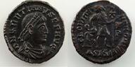 Monnaies de l'empire romain Centenionalis Gratien (367-383) Centenionalis de bronze R/ GLORIA ROMANORVM Siscia (4° officine) TTB+/SUP -