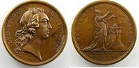Monnaies lorraines bronze Metz Médailles diverses F. Marteau Convalescence du Roi Louis XV à Metz médaille en bronze 41mm août 1744 SUP/FDC -