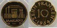 Monnaies françaises 1793-1959 10 Franken Sarre G.1 10 Franken 1954 Essai PCGS-SP65 FDC -