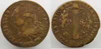 Monnaies de la révolution française 2 Sols G.25 2 Sols François 1792 W (Lille) 2° sem. TB+/TTB -