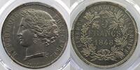 Monnaies françaises 1793-1959 5 Francs 5 Francs G.703 Concours de Marrel 1848 Concours monétaire de 1848 Essai de Marrel étain PCGS-SP62 SUP/FDC -