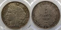 Monnaies françaises 1793-1959 5 Francs 5 Francs G.719 Cérès 1851 A (Paris) PCGS-AU58 SUP -