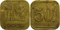 Monnaies et jetons de nécessité TOUL (54) Café du Bosquet 50 c carré coins arrondis en laiton 26mm SUP -