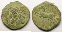 Monnaies grecques Numidie Massinissa ou Micipsa (203-148-118 av.JC) Monnaie de cuivre et plomb TB+ -
