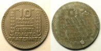 Monnaies fautées 10 Francs France Flan splitté 10 Francs Morlon en cupro-nickel flan de revers 1946 TTB -