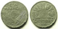 Monnaies fautées France Non trouée VINGT Centimes 1941 TTB -