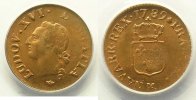 Monnaies royales françaises Liard Louis XVI (1774-1792) G.348 Liard 1789 M (Toulouse) PCGS-MS64RB pr.FDC -