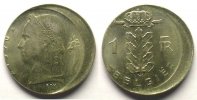 Monnaies fautées 1 Franc Belgique Frappe décentrée 1 Franc 1970 SUP/FDC -