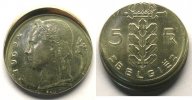 Monnaies fautées 5 Francs Belgique Frappe décentrée en casquette 5 Francs 1962 FL SUP -