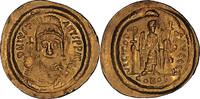 Byzantine Justinian I AU Solidus - VICTORIA AVGGG Z (Constantinople Mint) Solidus 538 - 545 AD. gVF