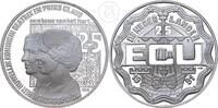 Niederlande 25 Ecu Niederlande 25 Ecu 1991 Münze, Silberhochzeit Königin Beatrix und Prinz Claus -