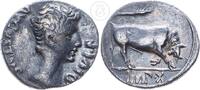 Römische Kaiserzeit Denar Kaiser Augustus Denarius - Stier - Lugdunum - Lyon -