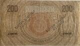 Nederland 200 gulden 1921 zeldzame een letter serie, met buiten omloop stempel en kleine annotatie VF