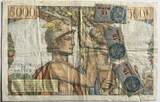 France 5000 franc 1952 funnily respireert with fiscal stamps F