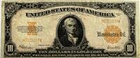 United States ten dollar 1922 gold certificate, pressed and small tape repair VF