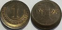Germany one pfennig misstruck (20% off-centre) with original lustre -